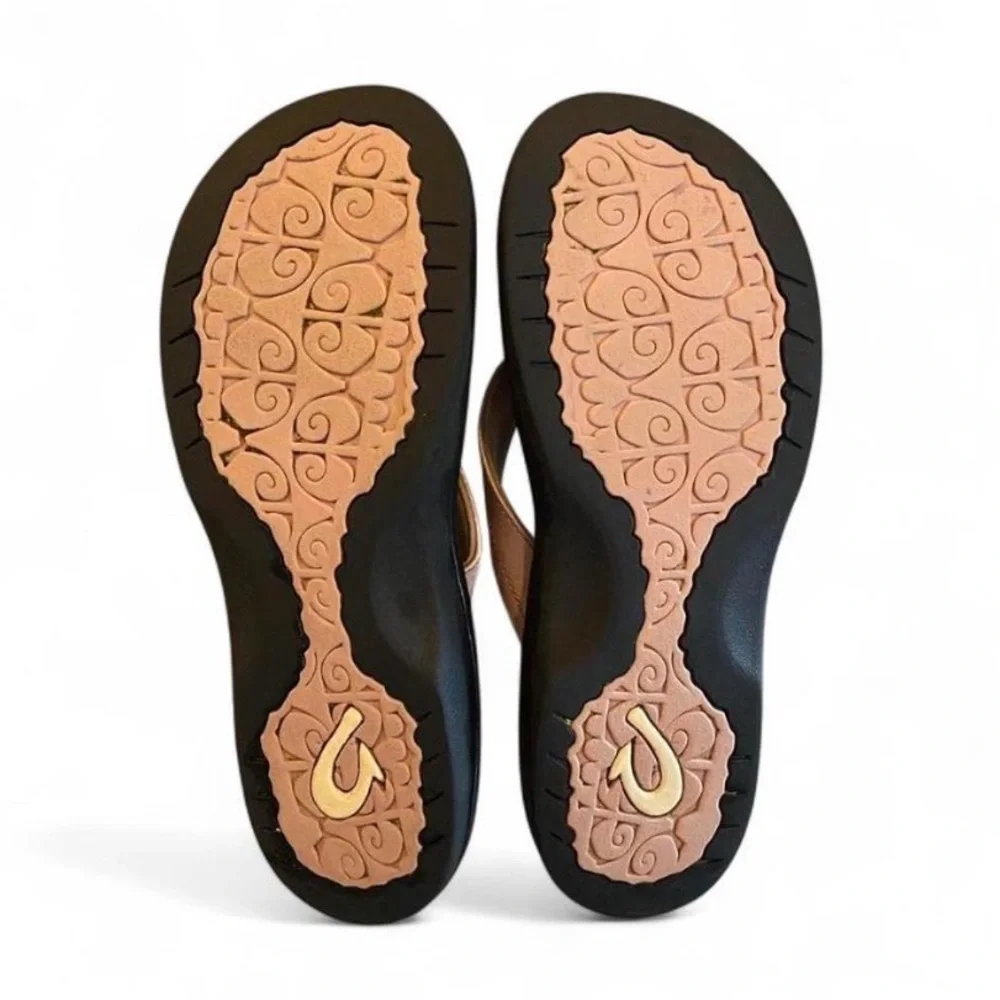 OluKai Women's Sandals Pink and Black Thong Flip Flops - Picture 6 of 6